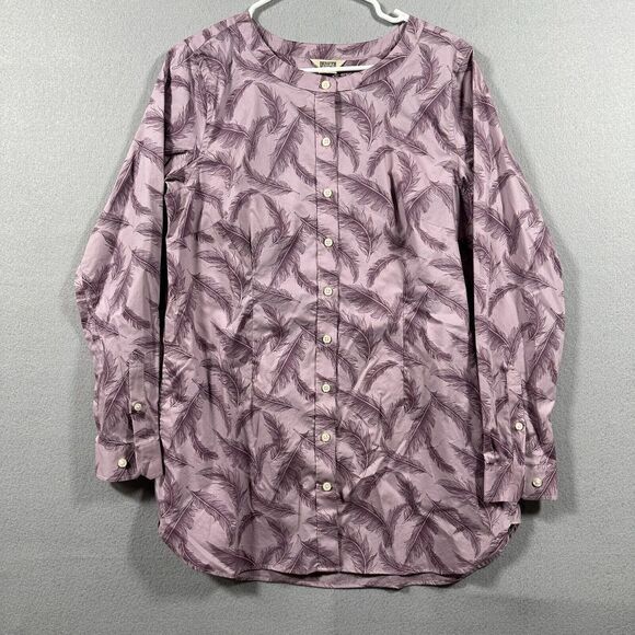 Duluth‎ Trading Co Wrinkle Fighter Tunic Button Down Shirt Purple Feather Medium - Picture 1 of 12
